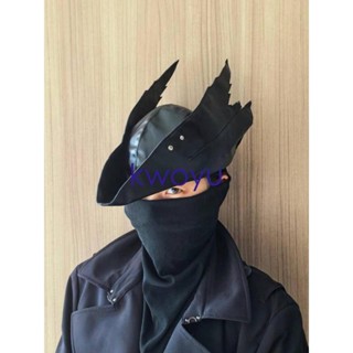 臺灣出貨cos道具血源老獵人帽子cos帽pu人造皮革周邊道具服裝黑魂法環刺客忍者帽kwoyu