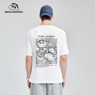 蠟筆小新 短袖t恤男動漫插畫印花純棉寬鬆圓領夏季新款潮牌體恤 運動休閒潮t 男生上衣 大尺碼寬鬆HTX