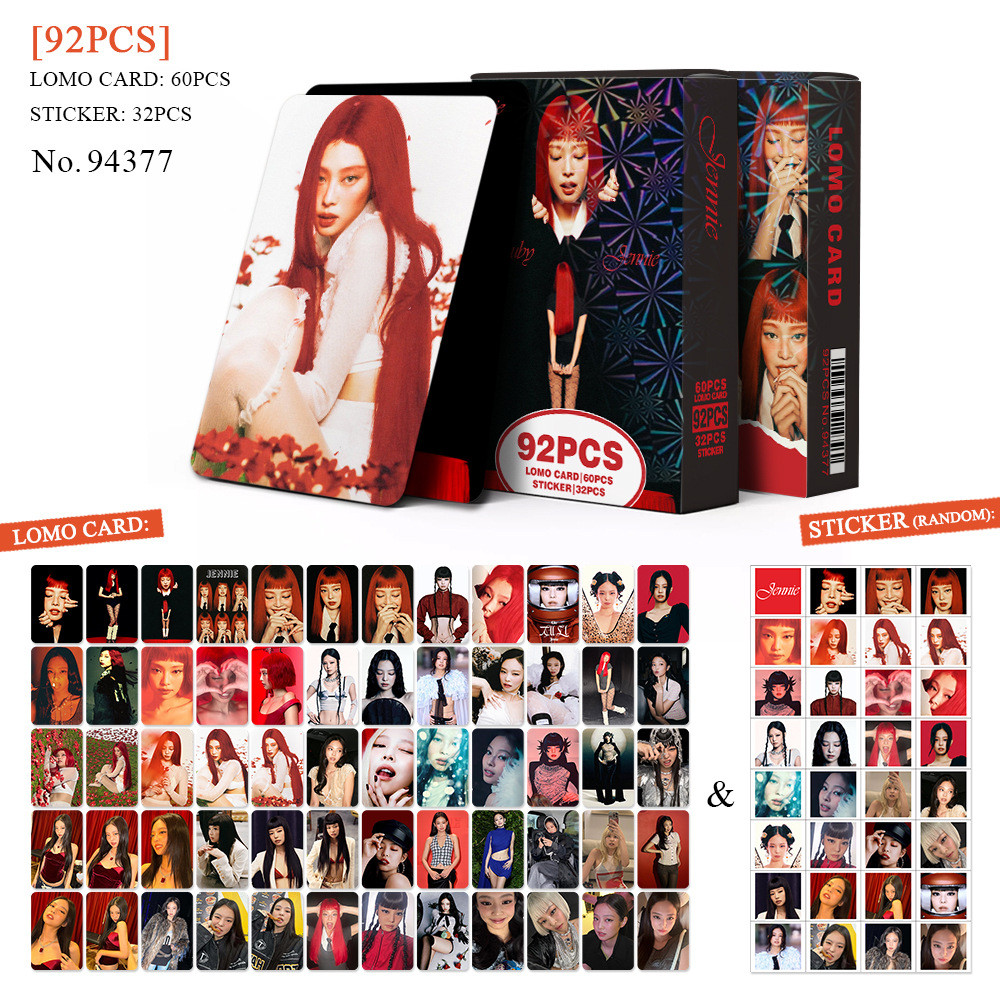 Blackpink Jennie 專輯 Ruby 照片卡 Lomo Card 60 張卡片 + 32 張貼紙