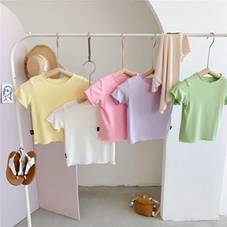 ✨星星優品✨女童莫代爾t恤夏日新款糖果色女寶寶百搭ins風純色短袖上衣