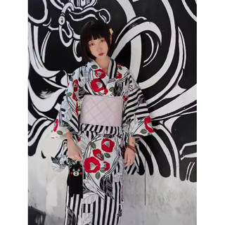 紅色山茶花小文和服浴衣女 日本櫻花和服正裝和服套裝全套