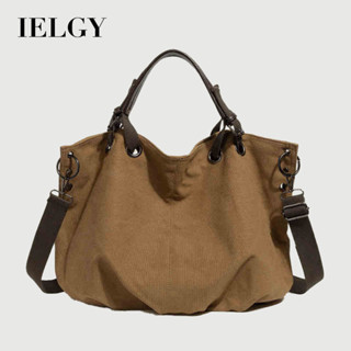 IELGY 日系復古工裝帆布包 大容量多功能斜挎托特包