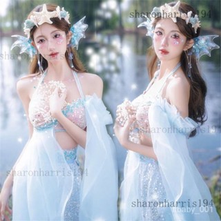 美人魚旅拍服裝人魚公主人魚2024新款紗裙爆款版納三亞拍照攝影服rris94