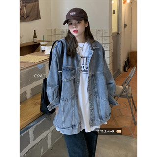 外套女 牛仔外套 外套 防風外套 牛仔外套女2025新款小眾設計感寬鬆BF風春季中長款別緻上衣ins潮