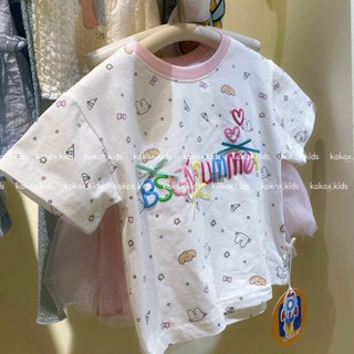 阿蓮家 新品 發佈 25-04 24夏季新款純棉韓版女童洋氣上衣卡通印花可愛T恤短袖品質好