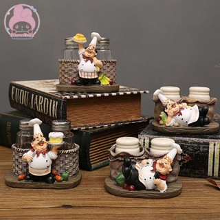 Thewoodfamer Kitchen Chef Cook Pepper 調味瓶模型雕像微型公仔工藝品樹脂家居裝飾配件