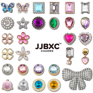JJBXC 洞洞鞋 鞋釦 金屬鞋花 鞋配飾 彩色寶石 鑽石四葉草 DIY時尚鞋附件