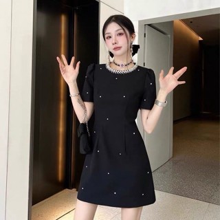🎀臺灣限時購物🎀小香風洋裝 韓系 氣質仙女洋裝 圓領 平口 長洋裝 簡約 chic 溫柔 長洋 洋裝