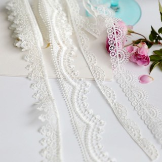1M 多種尺寸 1M 精美白色刺繡蕾絲手工配飾娃娃服裝縫紉裝飾材料