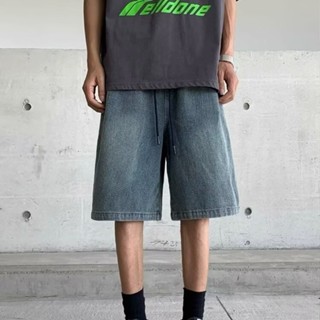 【HOT 本舖】男裝 星空紋牛仔短褲男款夏季薄款美式高街褲子高個子復古中褲5分馬褲