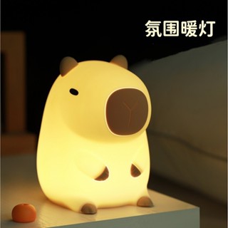 卡通卡皮巴拉小夜燈可愛迷你小檯燈裝飾臥室燈創意節日禮物擺件氛圍燈擺飾造型小夜燈質感小夜燈可愛小夜燈拍拍小夜燈迷你小夜燈