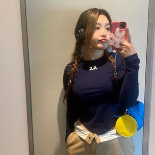 Jennie同款韓國rest AND RECREATION不規則長袖修身RRT恤上衣女潮