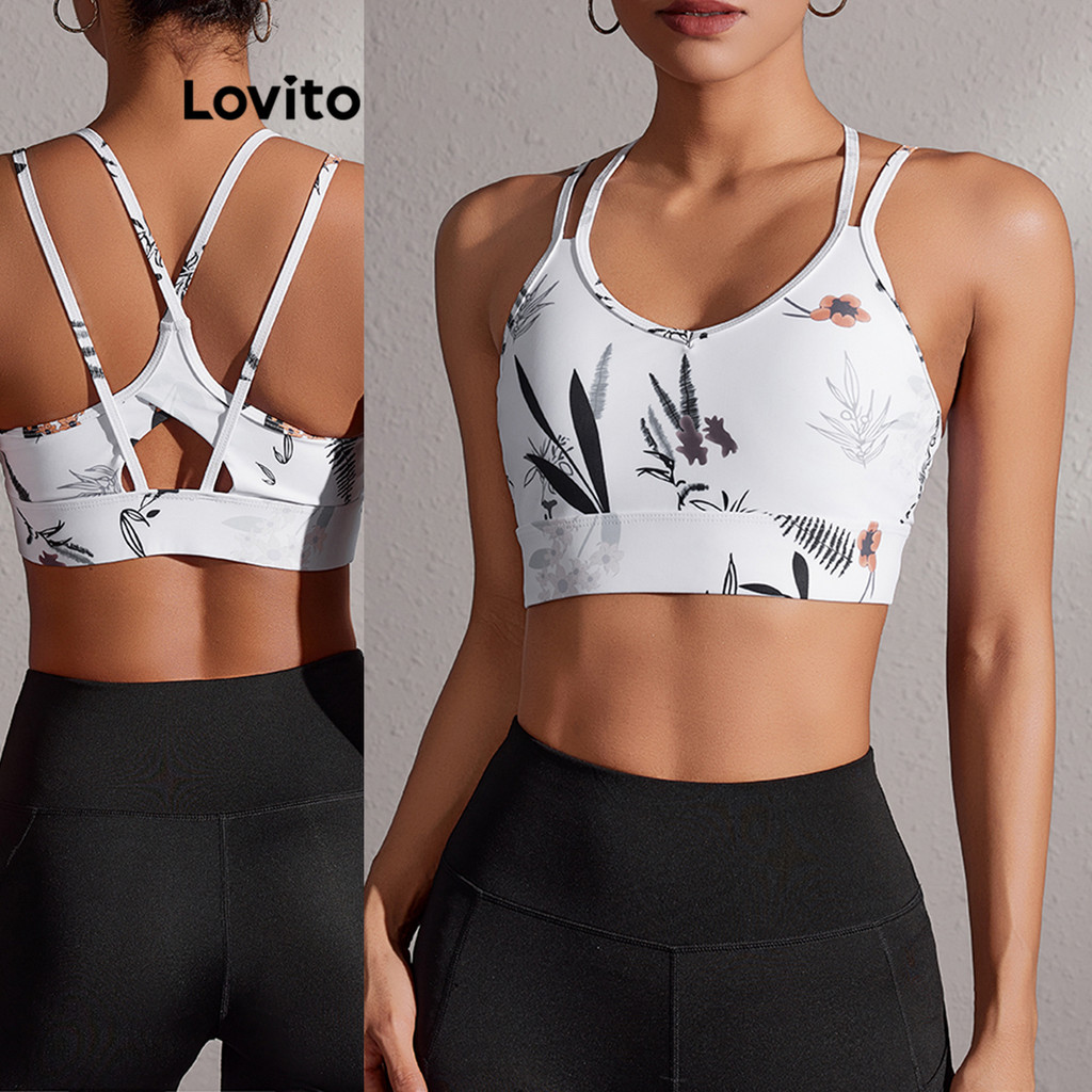Lovito 女士休閒花卉圖案美背運動內衣 LBL20269