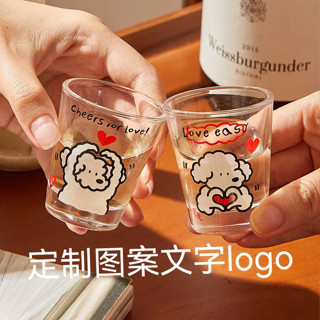 客製化 酒杯 燒酒盃 韓國ins小酒盃 白酒盃 濃縮咖啡盎司盃 玻璃盃 定製圖案logo