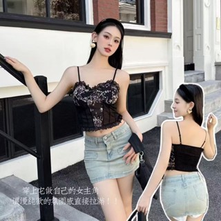 宮廷風蕾絲抹胸吊帶背心小碎花甜辣性感新款內搭外穿美背上衣