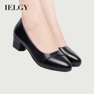 IELGY 軟皮單鞋女低跟軟底舒適時尚皮鞋女工作