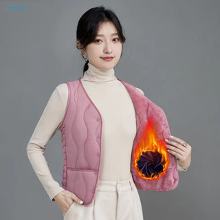 [HIBE] 薄背心女背心時尚冬季背心外套女輕便保暖防風羽絨服戶外活動鈕扣開合圓領設計加熱