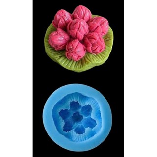 矽膠模具 - 荷花蕾 - 帶葉子的蓮花芽 4.7cm 7c - 填充果凍 - 製作蠟燭 - 製作巧克力