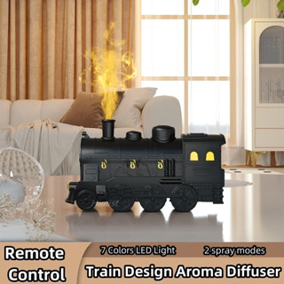 300 毫陞迷你火車形狀精油擴散器帶燈 Type-C USB 冷霧空氣加濕器遙控香薰擴散器