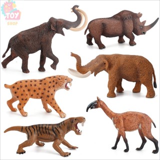 兒童認知益智玩具 遠古動物模擬模型長毛犀牛猛獁象擺件玩偶手辦