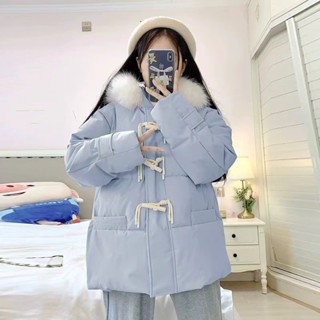 【HOT 本舖】 超好看羽絨服女冬季2024新款小個子高階感毛領保暖牛角扣外套女裝
