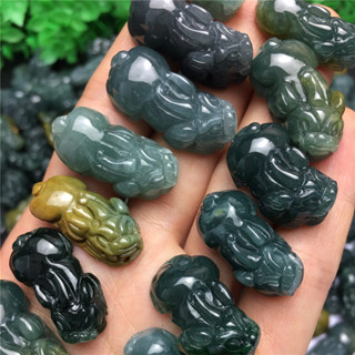 JF-(1pcs)- 緬甸a貨翡翠藍水危料貔貅吊墜冰種玉石男士手鍊皮丘女款掛件