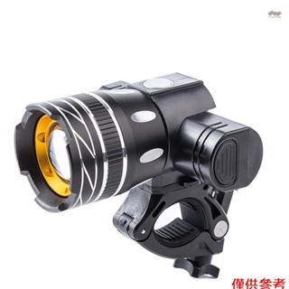 自行車燈前自行車頭燈 USB 可充電手電筒可縮放,具有 3 種燈光模式,適用於 22-28