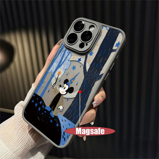 HP Iphone 15 promax 手機殼神秘藍森林中的米老鼠冒險相機支援無線充電 magsafe 硬磨砂手機殼適用