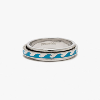 Pura Vida 美國手工 ENAMEL WAVE FIDGET琺瑯波浪銀色戒指/ 7號 eslite誠品