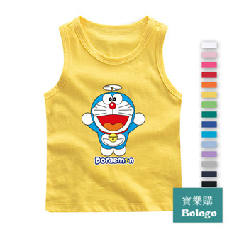 Doraemon 兒童無袖背心夏裝新款男童圓領薄款上衣女童純棉哆啦A夢童裝批發