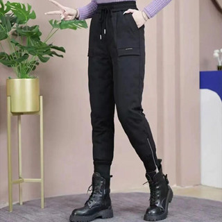 外穿加厚保暖褲子大碼寬鬆時尚棉褲女胖妹妹休閒高腰顯瘦羽絨棉褲 棉褲 羽絨褲 滑雪褲 衝鋒褲 防水棉褲 加絨加厚 防寒棉褲