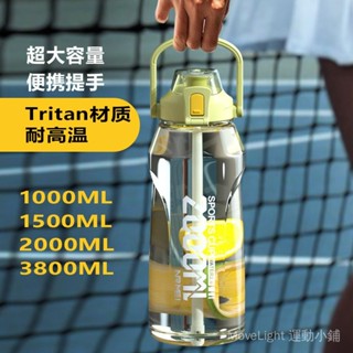 Tritan運動水杯[2000ml巨無霸]耐109℃沸水 雙飲口防漏設計 吸管+直飲模式 戶外健身媽咪包必備 迷霧紫/珊