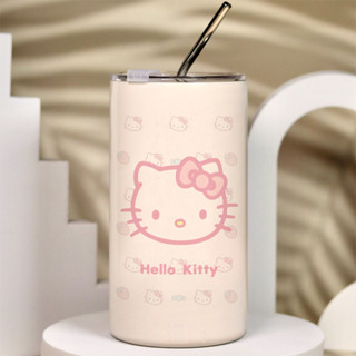 ♡精緻咖啡杯♡ 現貨 草莓凱蒂貓保溫杯ins小眾 咖啡杯 兩用帶蓋吸管杯金屬不銹鋼冰霸