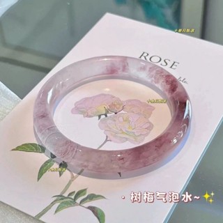 臺灣-熱銷 樹莓氣泡水手鐲玻璃仿玉中國風圓條8mm美人條叮噹鐲冰透漢服搭配.