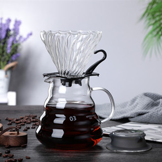 好品質 現貨#咖啡壺 衝茶壺 手衝咖啡器具高硼矽玻璃V60手衝濾杯分享壺過濾漏鬥玻璃咖啡壺漏鬥咖啡過濾器