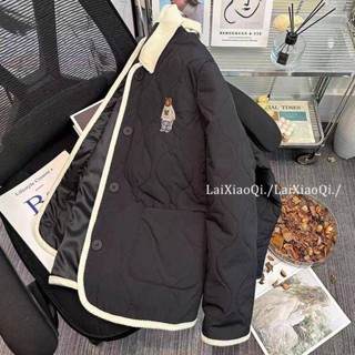 【黎安服飾】 韓版ins小熊刺繡棉服外套女秋冬季新款短款學生菱格羽絨棉衣