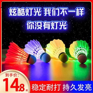 發光羽毛球鵝毛防風耐打尼龍塑膠室外訓練夜間熒光帶燈夜光羽毛球