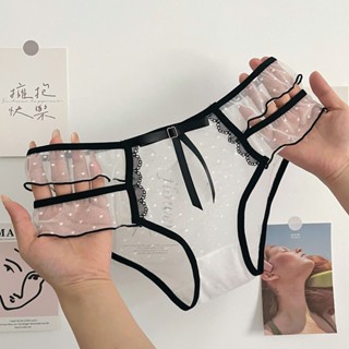 內褲女生 性感蕾絲 三角褲 低腰內褲 速幹薄款 無痕 吸濕透氣 抗菌棉襠 複古波點 日係甜美風 網紗半透明