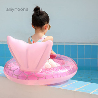 Amymoons兒童安全游泳圈美人魚充氣游泳圈嬰兒游泳座椅兒童美人魚游泳圈夏季泳池派對玩具