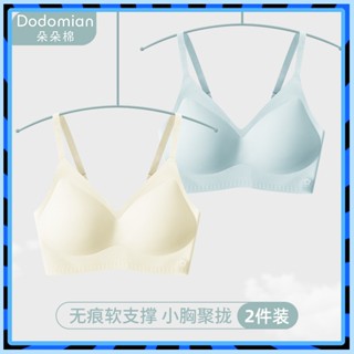 🥇臺灣出貨 滿額免運🥇 【28.3萬人迴購該品牌】2件裝朵朵棉內衣女小胸聚攏無痕透氣無鋼圈防下垂收副乳文胸罩新 💎品質保