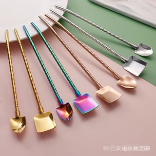 環保吸管💥304不銹鋼吸管勺子非一次性兩用彎頭咖啡攪拌鐵環保珍珠奶茶吸管 U9S3
