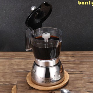 BARR1Y咖啡壺,普遍的4/6杯可見的摩卡壺,便攜的透明鍋身不銹鋼義式咖啡機禮物