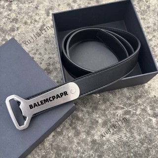 台灣出貨🎆BALEMCPAPR 25ss黑色頭層牛皮金屬做舊開瓶器皮帶造型D形環腰帶
