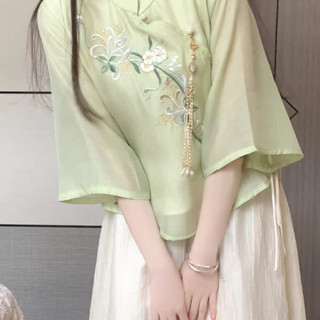 原住民服飾 初色 服飾 繡花漢服女 民國風改良漢服套裝唐裝改良旗袍上衣新中式禪意茶服茶藝師套裝女