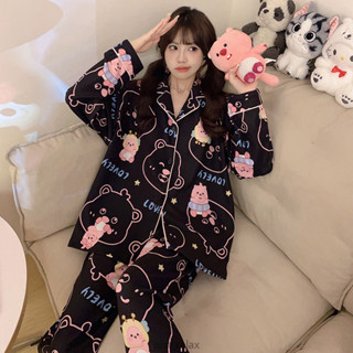 現貨 小海狸 loopy睡衣 居家服 長袖睡衣 可愛睡衣 大尺碼睡衣 秋冬睡衣 女生睡衣 兩件式睡衣 韓國睡衣 德絨 保