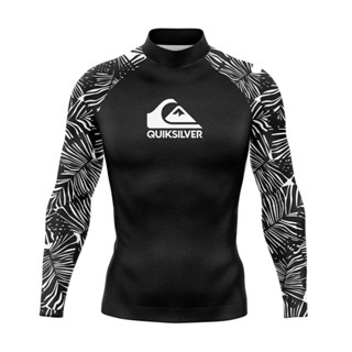 Quiksilver 男士泳裝游泳 T 恤沙灘防紫外線泳裝防曬衣長袖衝浪潛水泳衣衝浪 T 恤 Rashguard