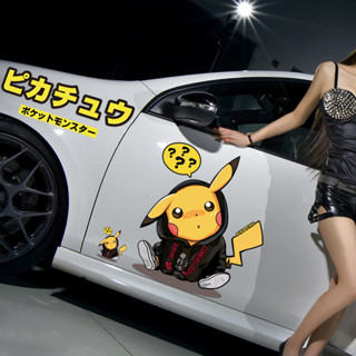 現貨 Car sticker 汽車貼紙 皮卡丘汽車貼紙抖音網紅嘻哈可愛卡通車身劃痕遮擋皮卡丘拉花車貼11.21