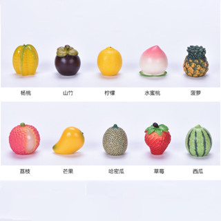 迷你水果食玩柿子芒果草莓桃子荔枝西瓜模擬食物模型桌面小擺件YYYU