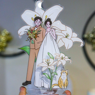 客製化 立牌 亞克力 人形立牌定製 髮光擺件 結婚禮物婚禮手繪婚紗照桌麵擺臺 列印