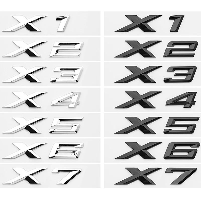 適用於 BMW X1 X2 X3 X4 X5 X6 X7 GT 標誌後行李箱標誌徽章 3D ABS 鍍鉻黑色汽車貼紙貼花